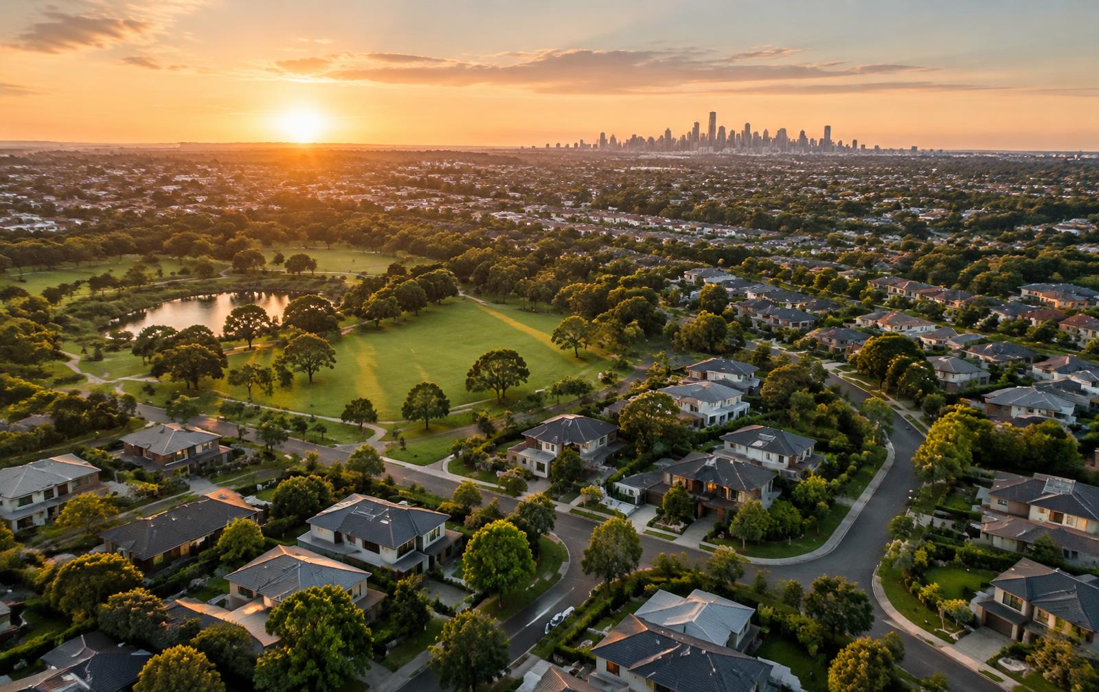 Aerial view of a growing Victorian residential community
